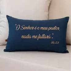 Almofada Bordada Frase Cristã Com Enchimento 50x30 Cama Posta