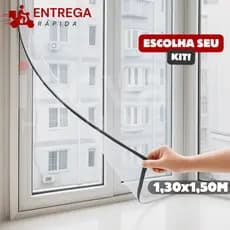 Tela Mosquiteiro Janela 130x150cm Removível com Fita de Fixação Disponível em 1, 2 ou 3 Unidades