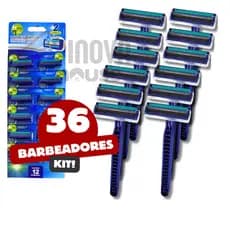 Kit 36 Barbeador Descartável de Precisão Aparelhos de Barbear com 2 Lâminas e Fita Lubrificante Azul