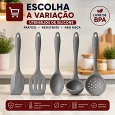 Utensílios de Cozinha de Silicone Colher Espátulas Concha Escumadeira Kit  3 ou 5 Peças Antiaderente