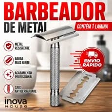 Barbeador de Metal Profissional com Lâmina de Precisão para Barba Aparelho de Barbear Masculino