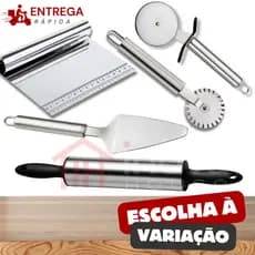 Confeitaria Rolo de Massa Espátula Cortador Raspadora Cortador de Pizza e Pastel Inox Escolha o Kit