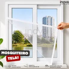 Tela Mosquiteiro 130x150cm Janela Escolha Quantidade 1,2,3 ou 5 Com Fecho Contato e Fita Dupla Face