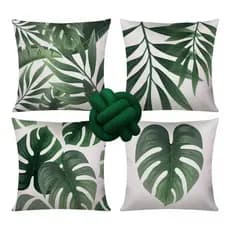 Kit 4 Almofadas Cheias Decorativas + 1 Almofada De Nó Costela Verde