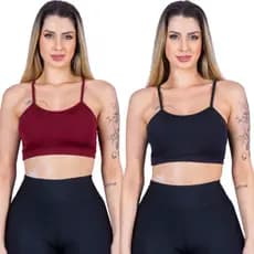 Kit 2 Top Academia Feminino Leg Suplex Alça Fina Sem Bojo Caminhada