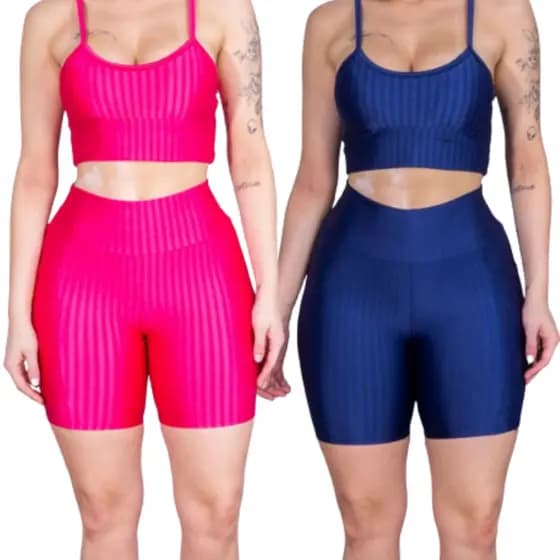 Kit 2 Top Feminino 3D Leg Suplex Alça Fina Sem Bojo Caminhada Academia
