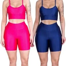 Kit 2 Top Feminino 3D Leg Suplex Alça Fina Sem Bojo Caminhada Academia