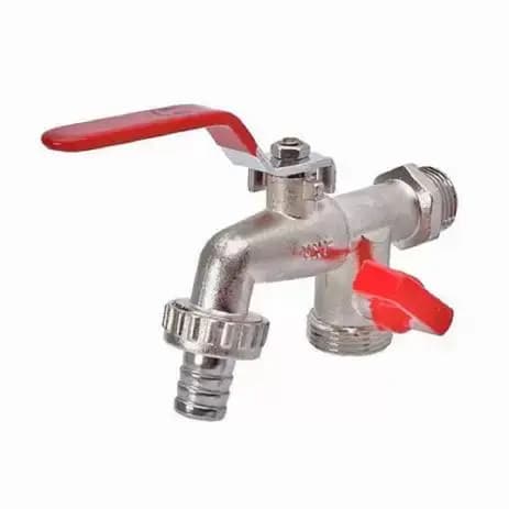 Torneira para tanque e jardim Maquina de lavar roupa 1/2 x 3/4 dupla saída com bico mangueira