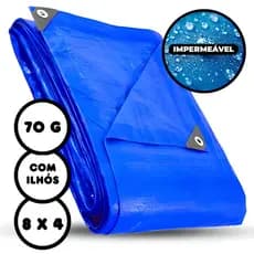 Lona Plástica 8x4 Metros De Proteção com Ilhós Impermeável Cobertura Barraca Piscina Camping Pesca Multiuso