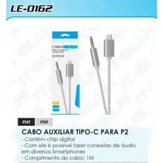 Cabo Tipo-C Para Auxiliar P2 3.5 mm AUX IT-BLUE 1Metro ...LE-0162
