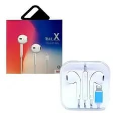 Fone de Ouvido Lightning Compatível iPhone X ate 14 Pro max Fone com Microfone Bluetooth (Ear-X)