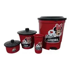 Kit Pia + Lixeira 13L Minnie – Organização, Higiene e Decoração para Cozinha
