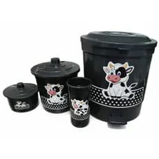 Kit Pia + Lixeira 13L Vaquinha – Organização, Higiene e Decoração para Cozinha