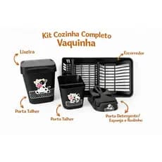 Kit cozinha completo - Escorredor - Porta talher - Porta rodinho e esponja e lixeira elegance
