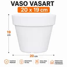 Kit Vaso Sampa 20x19 Branco Vasart Original | Vaso Decorativo ou Cachepô para Plantas | 3 Litros