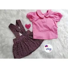 Salopete infantil e blusinha blogueirinha 1 a 3 anos