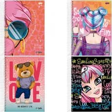 Caderno Universitário Capa Dura 10 Matérias 200 Folhas It Girl