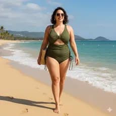 Body Maiô Plus Size Bojo Decote Amarração Moda Praia