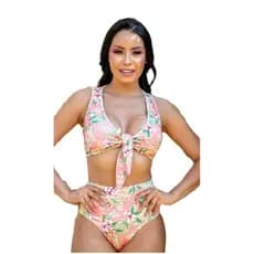 Biquíni Hot Pants Top Com Nó Bojo Tendência Verão 2021.
