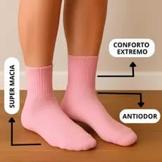 Kit 12 pares meia cano alto feminina adulto meias femininas estilosa 35 ao 40