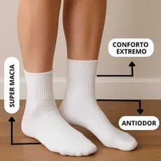 Kit 12 Pares Meia Cano Alto Meias Unisex Cano Médio Cano Longo Médio Veste 36 a0 44