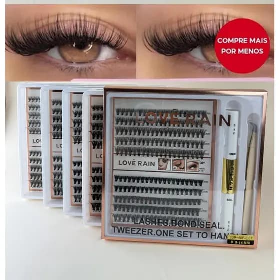 Kit Completo de Cílios Postiços DIY 9-14mm com Adesivos e Conjunto de Pinças
