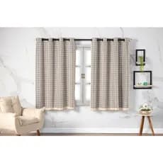 Cortina Blackout prata com Voil Xadrez 2,80 m x 1,60 m