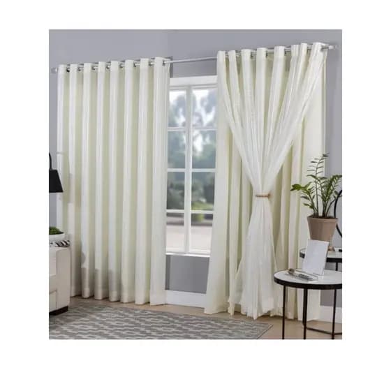 Cortina Voil Xadrez Com Forro Em Microfibra 2,80x1,70m Decoração