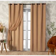 Cortina para Sala Quarto Blackout 2,80m x 1,60m em PVC com Tecido Voil Liso/Voal Xadrez Várias Cores