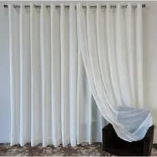 Cortina Voil Gaze de Linho com Forro Microfibra Alto Padrão com Ilhós Cromado Voil Flame