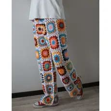 calça Square em crochê - Calça colorida- hadmade, 100% algodão