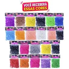 4000 Elástico Loom Band  Pulseira com Fechos (S) + Agulhas - Cores Lisas - kIT COMPLETO