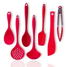 Kit Utensílios de Silicone Cozinha Conjunto Colher Concha Fue Batedor de Claras VERMELHO Escolha Seu Kit Pronta Entrega Atacado
