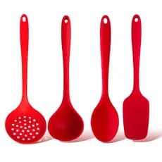 Kit 4 Peças Jogo De Utensílios Cozinha Em Silicone Servir Colher Completo