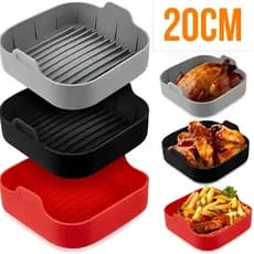 Forma de Silicone 20Cm Para AirFryer Grande Cesto Fritadeira Elétrica Assadeira Air Fryer