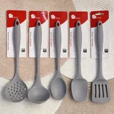 Kit Utensílios de Silicone Para Cozinha Cinza 4 ou 5 Peças