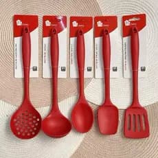 Kit Utensílios de Silicone Para Cozinha Vermelho 4 ou 5 Peças