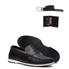 Sapato Casual Masculino Dock Sider Em Couro Legítimo Confortável Verão Ganhe Cinto Carteira