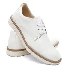 Sapato Casual Masculino Sola Branco De Amarrar Leve E Macio
