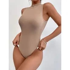 body blusa basica canelada gola alta regata manga curta