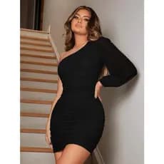 Vestido colado mula manca manga unica longa de tule empina bumbum festas natal ano novo