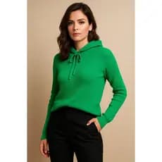 Blusa de Tricô com Capuz e Cordões basico para o dia a dia quentinho