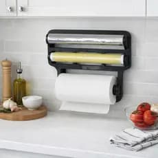 Suporte Organizador Para Rolo De Papel Toalha e Alumínio De Parede Cozinha Triplo