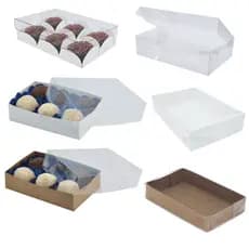 100 Caixas para 6 doces 12x8x3 cm embalagem caixinha para 6 Docinhos com visor