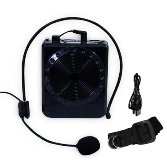 Amplificador de Voz Megafone com Microfone e Rádio FM para Professores K8 Preto