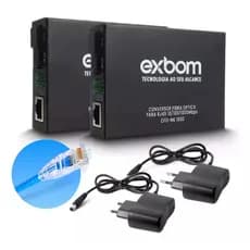 Par de Conversor Mídia Fibra Óptica A+B para RJ45 Gigabit 1000Mbps - 20KM