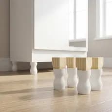 Pé Para Guarda-Roupa ou Cômoda -  Pé de Madeira Para Roupeiro Branco Kit com 4 Unidades e Parafusos