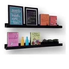 2 Prateleiras  Preta  Porta Quadro de Fotos Mdf 90 cms