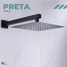Ducha Inox Chuveiro Slim 30x30cm Preto Kit COMPLETO com cano OU SÓ A DUCHA - A ESCOLHA