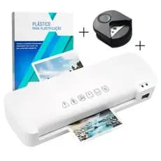 Plastificadora Laminadora A4 Plastificar Documentos Fotos ou Kit com Cortador e Plásticos 125mic